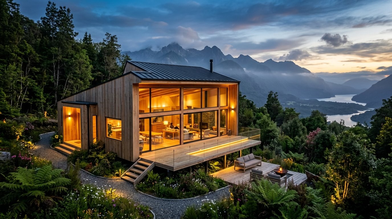 Imagen ilustrativa de una vivienda rural en el sur de Chile
